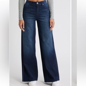 1822 Studded High Waist Wider Leg Jeans